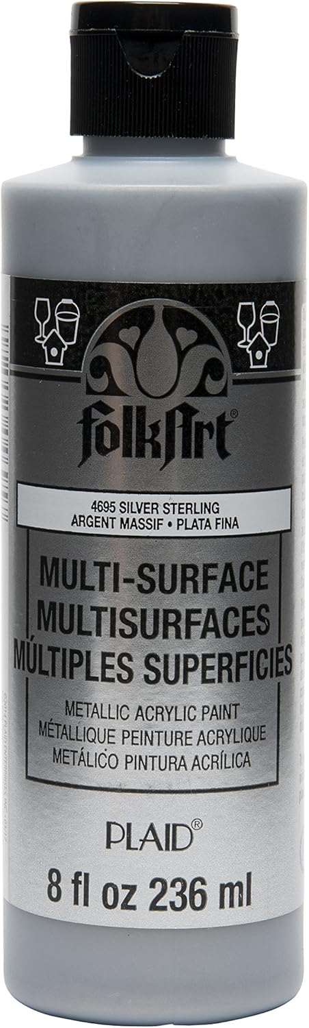 FolkArt Multi Surface Specialty Effect Paint in Assorted Colors (8 oz), Metallic Sterling Silver...