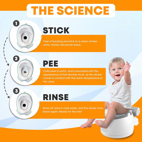 Potty Training Seat Magic Sticker | Monster Truck Potty Training Toilet Color Changing Sticker | 5 Pack Toilet targets with FREE potty e book | Us...