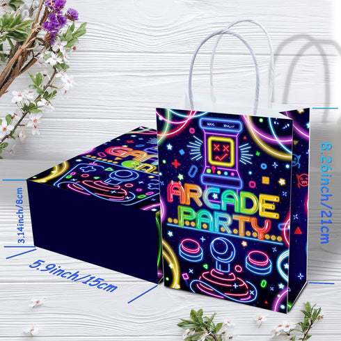 16 Pieces Game on Goodie Bags for Gamer Birthday Party Supplies,Arcade Gaming Gift Snacks Treat Candy Party Favors Bags with Handles for Kids Adul...