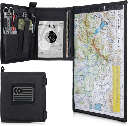 Tactical Map Case Military Map Pouch Holder Army Map Protector Foldable Map Storage Bag Multifunctional for Outdoors or Hiking - 13"x10" Clear Vie...