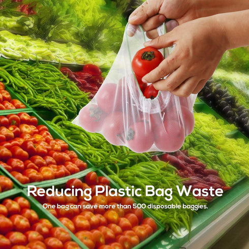 SPLF 12 Pcs Heavy Duty Reusable Mesh Produce Bags, Barcode Scanable See Through Food Safe Mesh Bags with Drawstring for Fruits, Vegetable, Food, T...