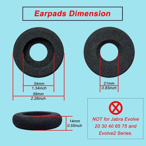 Ear Pads for Jabra Headset, Foam Ear Cushions Replacement Headphone Covers for Jabra PRO 920 930 9470 9400BS GN2000 Biz 1500 1900 2300 2400II Plan...