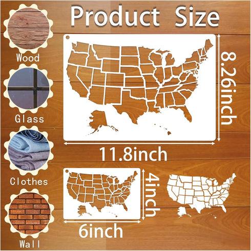 World Map Stencils for Painting on Wood, Texas Stencils for Crafts Reusable Wood Burning Drawing Art Paint Stencils and Patterns for Wall Cake Coo...
