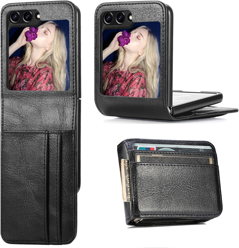 CCSamll for Samsung Galaxy Z Flip 5 Wallet Case with Card Holder, Business Style Premium PU Leather for Protective Phone Case Cover for Samsung Ga...
