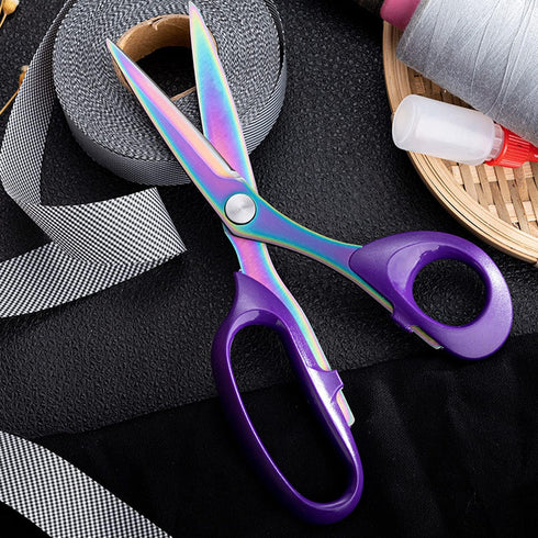 Rust-proof Titanium Coated Stainless Steel Multipurpose 8” Rainbow&Purple Scissors Fabric Textile Dressmaking Craft Office Home Daily Use...