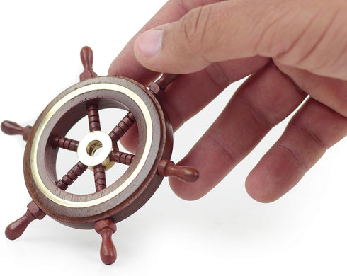 Nagina International 4" Small Rosewood Crafted Brass Ring Ship Wheel | Pirate's Adult Nautical Decor Steering Wheel | Maritime Nursery Decor...