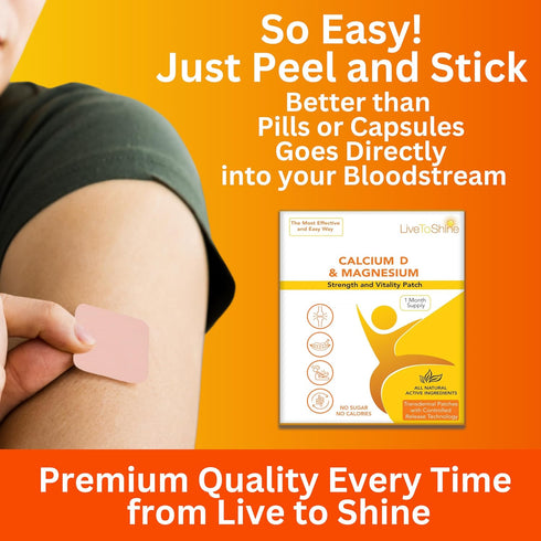 Calcium Magnesium D3 Topical Patches for Men and Women - One Month Supply - USA Made by Live to Shine...