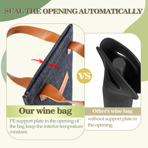 Tirrinia Single Wine Gift Tote Bag, Insulated Padded Thermal Wine Bottle Carrying Cooler Carrier for Travel, Picnic, Great Gift for Wine Lover, Da...