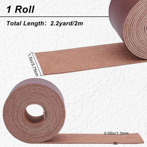 GORGECRAFT Brown Leather Strap 1.5 Inch Wide 79 Inch Long Lychee Pattern Leather Belt Strips Wrap Single Sided Flat Cord for DIY Crafts Projects C...
