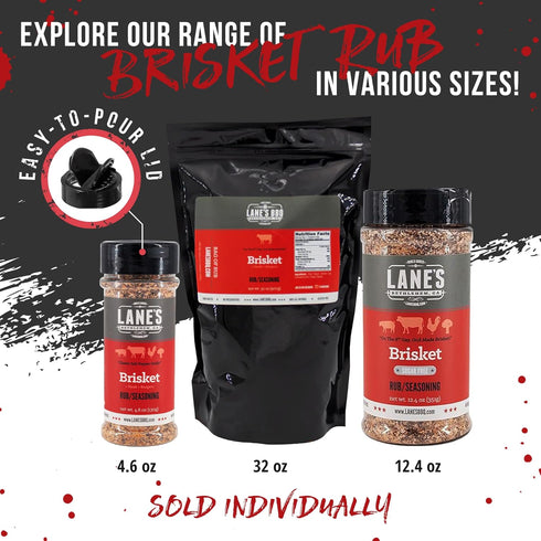 Lane's Brisket Rub for Smoker, 4.6 Oz - All-Natural Brisket Seasoning | BBQ Rubs for Smoking | Perfect for Beef, Chicken, Burger, Steak, and Pork ...