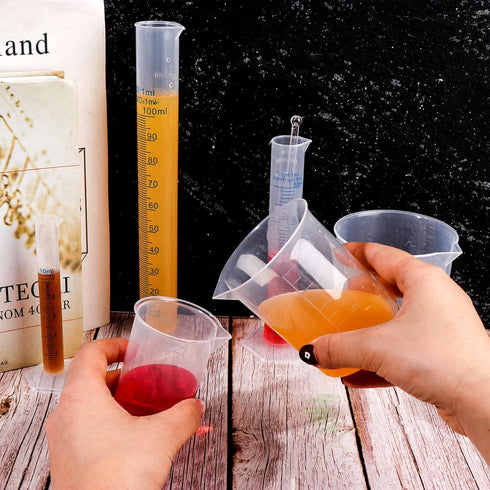 23Pcs Plastic Graduated Cylinders Beakers Set- 6 Clear Plastic Graduated Cylinders 25/50/100/250/500/1000ml, 4 Plastic Beakers 10/25/50/100ml with...