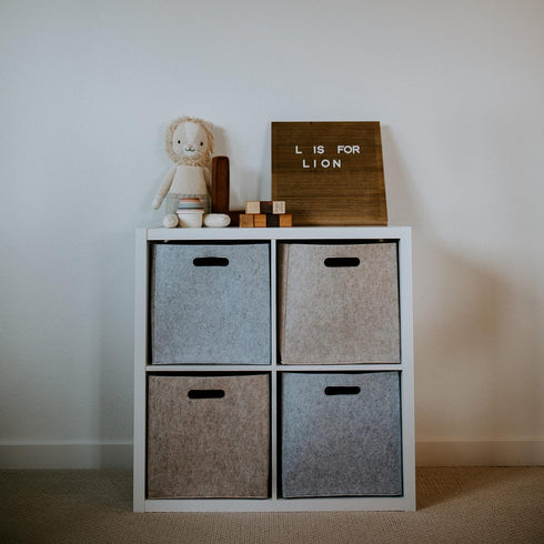 Parker Baby Felt Foldable Storage Cube Bin - 11 Inch Nursery Cubby Storage Bin Cubes for Cube Organizer, Closet Organizers and Storage Toy Bin, Ro...
