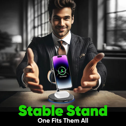 Qi2 3 in 1 Wireless Charger for iPhone?30W Supper Fast Wireless Charging Station for iPhone Apple Watch AirPods,Mag-Safe Wireless Charger Bracket ...