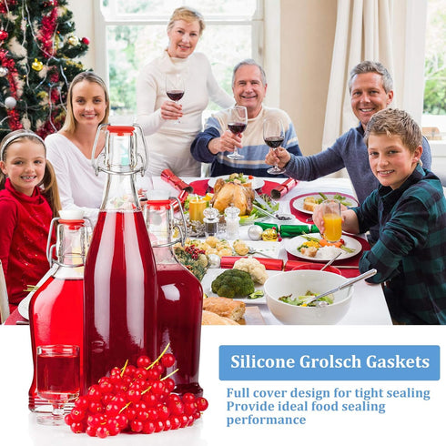 70 Pieces Silicone Rubber Gaskets Washer for Swing Flip Bottles Swing Top Washers Leak-proof Seals Compatible with Grolsch Bottle Home Brew Beer S...