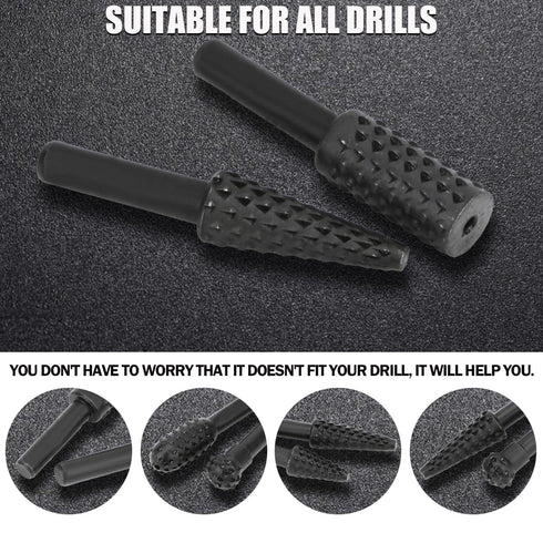 Rotary Drill Bits Set Wood Carving File Rasp Drill Bit of 5Pcs, 1/4" 6mm Shank Tool Power Tools Woodworking Chisel Shaped Rotating Embossed Grindi...
