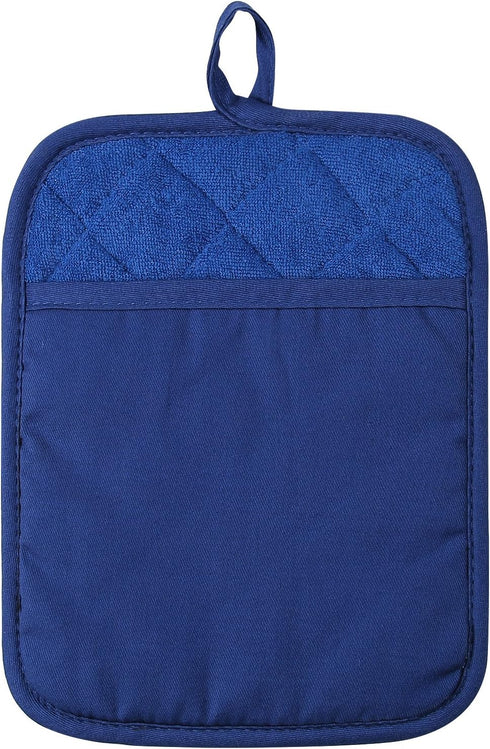 100% Cotton with Silicone Kitchen Everyday Basic Pot Holder Heat Resistant Coaster Potholder Oven Mitts with Pocket for Cooking and Baking Set of ...