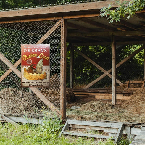 Funny Chicken Sign, Metal Chicken Coop Tin Signs, Grass Fed Free Range Farm Fresh, Yard Sign Garage Farm Garden Wall Decor Sign Plaque Outdoor for...
