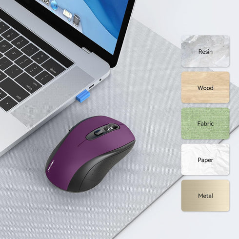 TECKNET Bluetooth Wireless Mouse, 2-in 1 Bluetooth 5.0 & 3.0 Mouse 2.4G Wireless Portable Optical Mouse with USB Nano Receiver, Ergonomic Mouse fo...