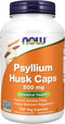 NOW Supplements, Psyllium Husk Caps 500 mg, Non-GMO Project Verified, Natural Soluble Fiber, Intestinal Health*, 500 Veg Capsules...