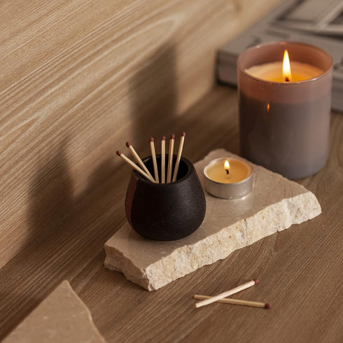 Ceramic Match Holders with Striker - Set of 2 - Decorative Modern Home Decor Gifts - Mantel Decorations - Matches NOT included...
