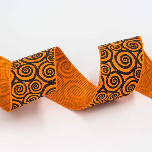 Ribbli Grosgrain Halloween Swirl Print Craft Ribbon,1-1/2 Inch,10-Yard Spool, Orange/Black,Use for Halloween Wrapping,Fall Decoration,All Crafting...