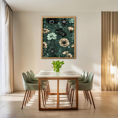 Posterizer 1 pcs-dainty assorted flowers with green background-Floral & Botanical Art-Abstract & Modern Art-Decor for Home & Office- UNFRAMED Wall...