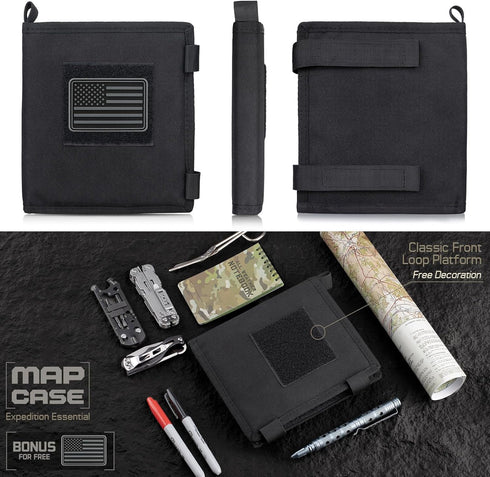 Tactical Map Case Military Map Pouch Holder Army Map Protector Foldable Map Storage Bag Multifunctional for Outdoors or Hiking - 13"x10" Clear Vie...