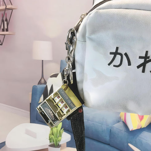 Mini Slot Machine Toy, Funny Lucky Slot Machine Bank with Spinning Reel and Keychain, Nice as Creative Festival Present Birthday Cake Decoration...