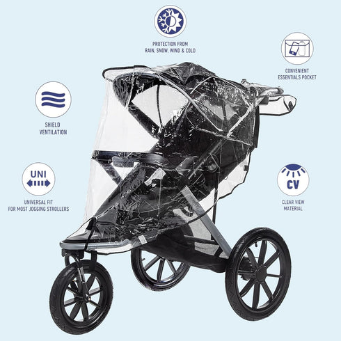 Jeep Jogging Stroller Weather Shield, Baby Rain Cover, Universal Size to fit most Jogging Strollers, Waterproof, Windproof, Ventilation,Protection...
