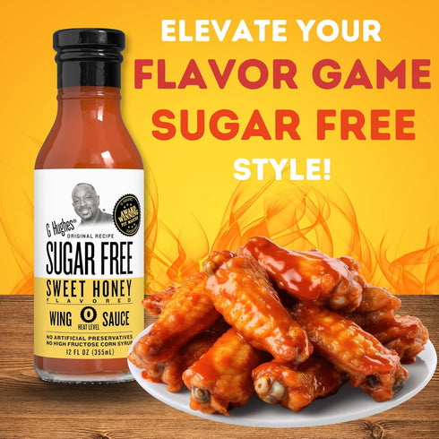 G Hughes Sugar Free, Sweet Honey Wing Sauce - Hot Honey BBQ Sauces, Honey Garlic Sauce, Sugar Free Barbecue Sauce, Gluten Free Barbecue Sauces, Ke...