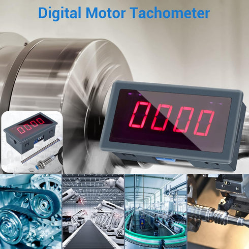 Digital LED Tachometer, Icstation RPM Speed Meter AC 110V 220V Digital Motor Tachometer with Hall Proximity Switch Sensor NPN for Lathes, Conveyor...
