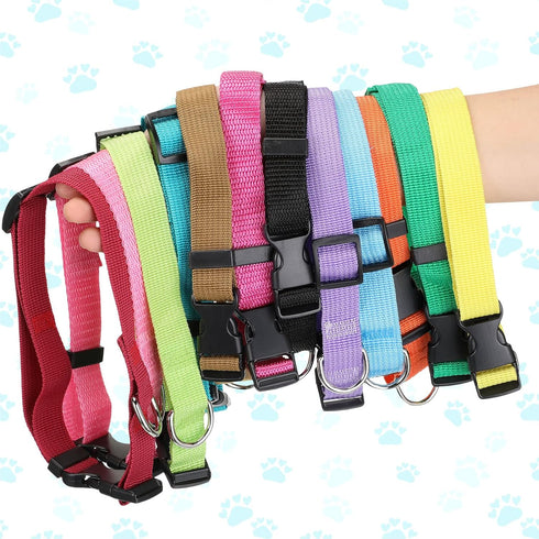 12 Pieces Nylon Dog Collar Bulk, Adjustable Dog Collars with Quick Release Buckle Dogs Collar Bulk for Dogs Walking Running Training, Medium (Mixe...