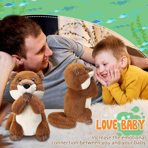 2 Pcs Otter Plush 9.1 x 6.2 x 5.5 Inches Otter Stuffed Animal with Handing Magnetic Suction Stuffed Otter Plush Toy Valentine's Day for Children G...