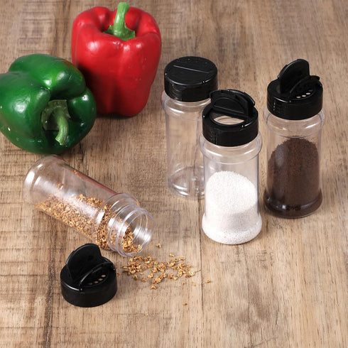 5 PCS Empty Spice Jars 3oz with Shaker Lids Plastic Seasoning Containers with Black Portable Storage Clear Seasoning Bottles to Pour or Shake for ...