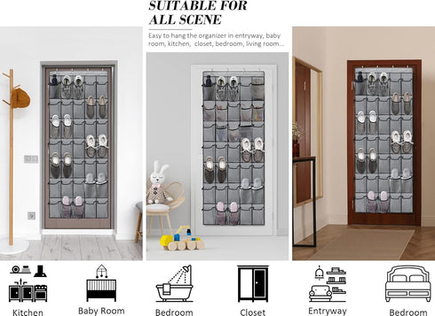 Over the Door Shoe Organizers 35 Mesh Pockets Hanging Shoe Organizer Shoe Rack for Closet Entryway Bedroom Bathroom Pantry Shoe Holder for Men Sne...