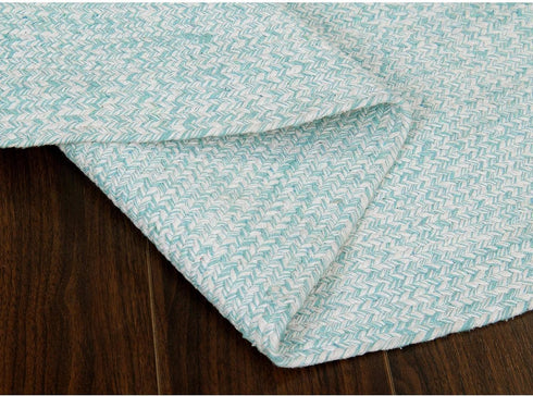 Super Area Rugs Farmhouse Braided Rug Cotton Kitchen Reversible Carpet Turquoise & White, 8" X 28" - Single Stair Tread...
