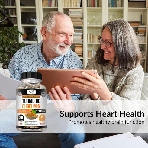 Kaya Naturals Turmeric Nature Made Bioperine, Joint Support with 95% Standardized Curcuminoids | Curcumin Nature Made - 1300mg Turmeric Capsules |...
