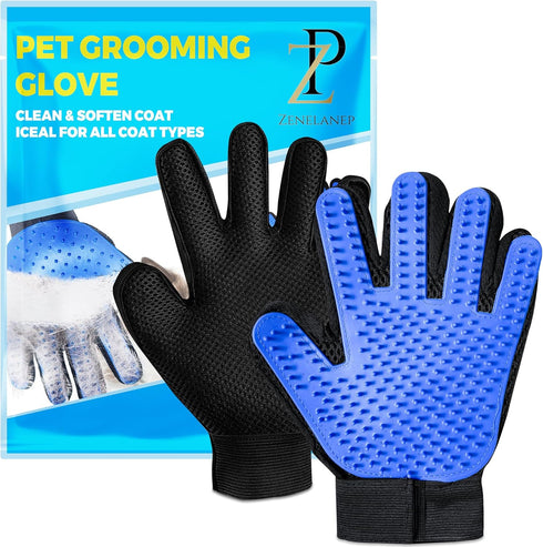 Upgrade Pet Grooming Gloves, Grooming Gloves for Dogs, Cats, Rabbits & Horses with Long and Short Hair, Efficient Pets Hair Remover Mittens - 1 Pa...