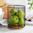 MosJos Extra Large Black Utensil Holder with Spacious Wooden Base - Farmhouse Utensil Storage - Classic Round Wire Crock Kitchen Countertop Organi...