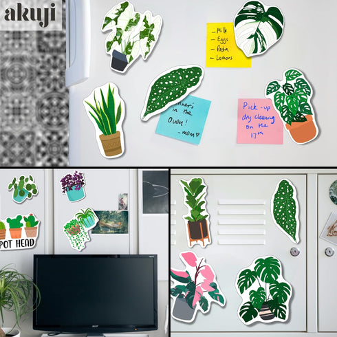 Plant Magnets for Fridge & Kitchen - Nature & Decor Potted Plants | Refrigerator Magnet Accessories & Gifts for Plant Lovers - Monstera & Cactus A...
