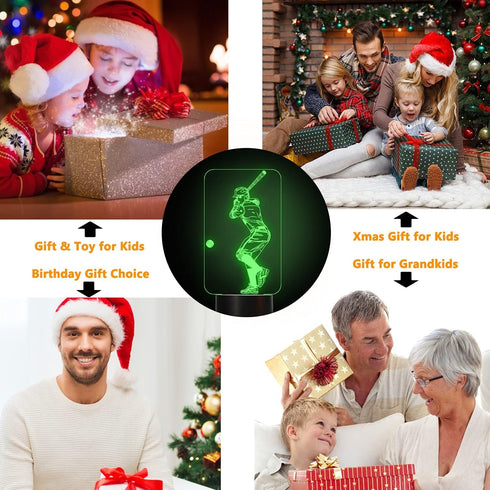 FULLOSUN Baseball 3D Night Light, Sport Gifts Bedside Lamp for Xmas Holiday Birthday Gifts for Kids Baseball Fan with Remote Control 16 Colors Cha...