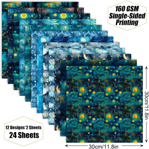 Galaxy Pattern Scrapbook Paper 12x12,30x30cm Starry Sky Specialty Paper Scrapbooking Cardstock Paper Pack,Junk Journal Craft Paper,Designer Paper ...