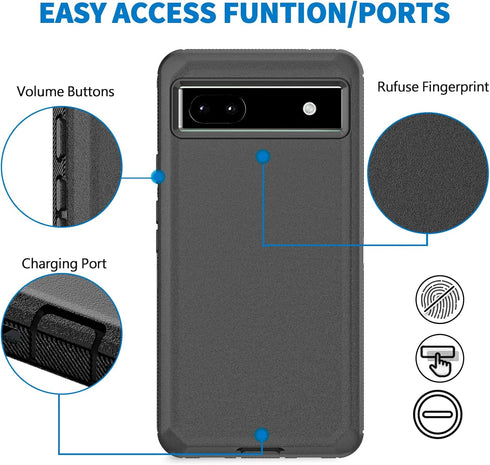Anloes Case for Google Pixel 6a 5G, Pixel 6a Phone Case Heavy Duty Shockproof Dustproof Rugged Defender Protective, 3 in 1 Bumper Cover for Google...