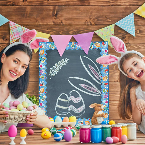 1 roll 65.62 Feet Welcome Back to School Bulletin Board Border Stickers, Bulletin Board Trim Classroom Decorations for Term Begins (Blue)...