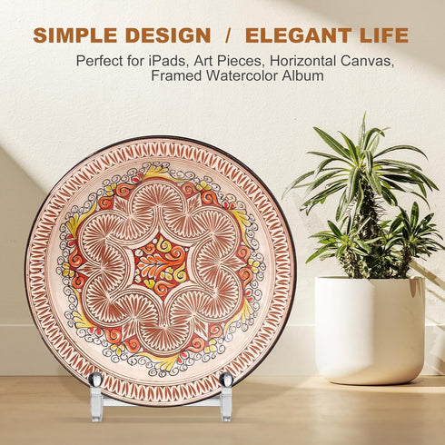 Plate Stands for Display 6 Inch Clear Acrylic Square Holder Stand Picture Frame Stand Holder Easel for Book, Decorative Plate, Plaque, Photo, Plat...