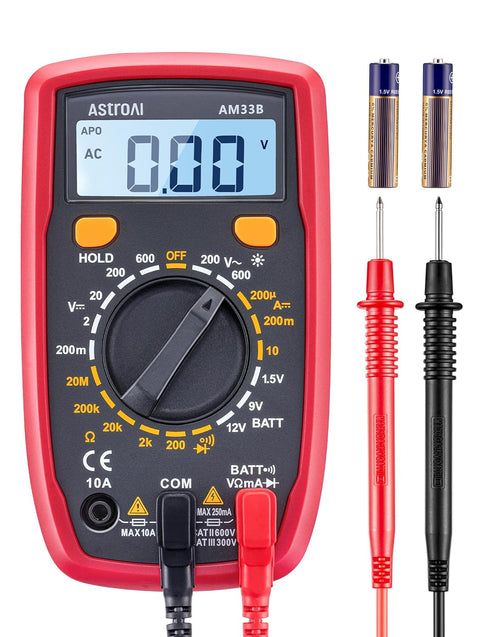 AstroAI Digital Multimeter Tester 2000 Counts with DC AC Voltmeter and Ohm Volt Amp Meter; Measures Voltage, Current, Resistance, Continuity and D...