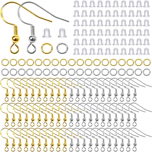 TOAOB 925 Sterling Silver Earring Hooks 600pcs Ear Wires Fish Hooks Hypoallergenic Earring Making Kit Supplies with Jump Rings and Earring Backs f...