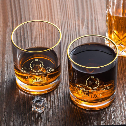 1944 Whiskey Glasses,80th Birthday Gifts for Women,Men,Bridesmaid,Mothers Fathers Day Gift,Bourbon Glass For 80 Years Old,Wedding Anniversary Holi...