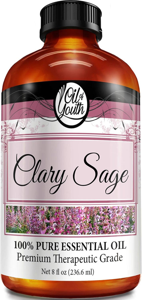 Oil of Youth Essential Oils 8oz - Clary Sage Essential Oil - 8 Fluid Ounces - Clary Sage Oil - Clary Sage Essential Oil Therapeutic Grade...