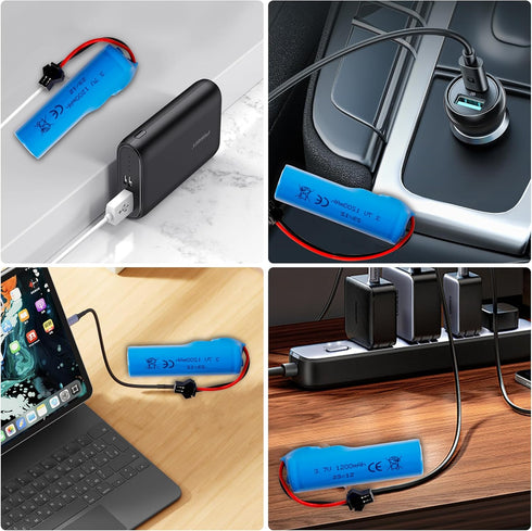 Battery 3.7V 1200mAh Li-ion Rechargeable Battery with USB Charger Cable SM-2P Plug for RC Car Drift Monster Truck Off-Road Vehicle Remote Control ...